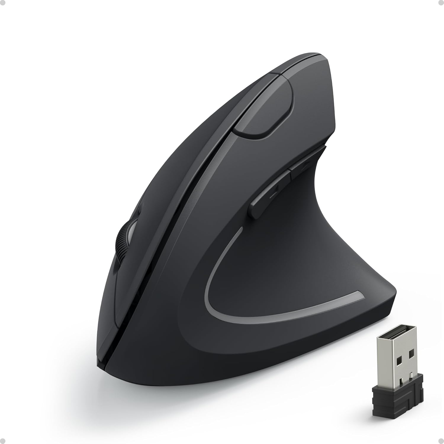 Mouse Vertical Ergonómico Sem Fios 2.4G